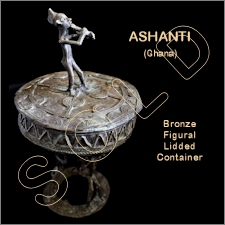 Ashanti Bronze Figural Lidded Container