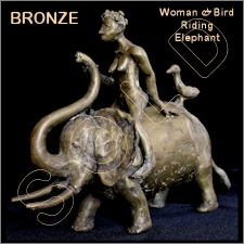 Bronze Woman Riding Elephant